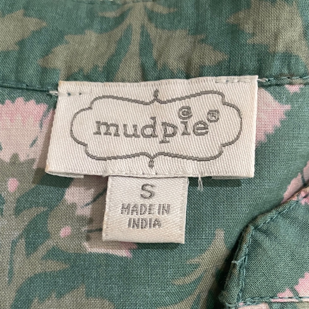 Mud Pie Floral Patterned Dress in Green and Pink with Embroidered Detailing - Picture 2 of 5